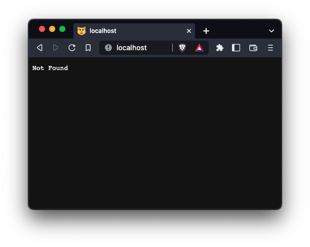 browser window displaying the text: "Not Found"